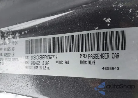 2015 Chrysler 200 S из США, поврежденный, VIN 1C3CCCBB0FN567717